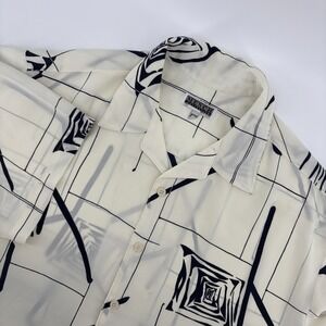 MENCH COLLECTIONS Mens Striped Rayon Vintage Shirt Short Sleeve Size XXLarge